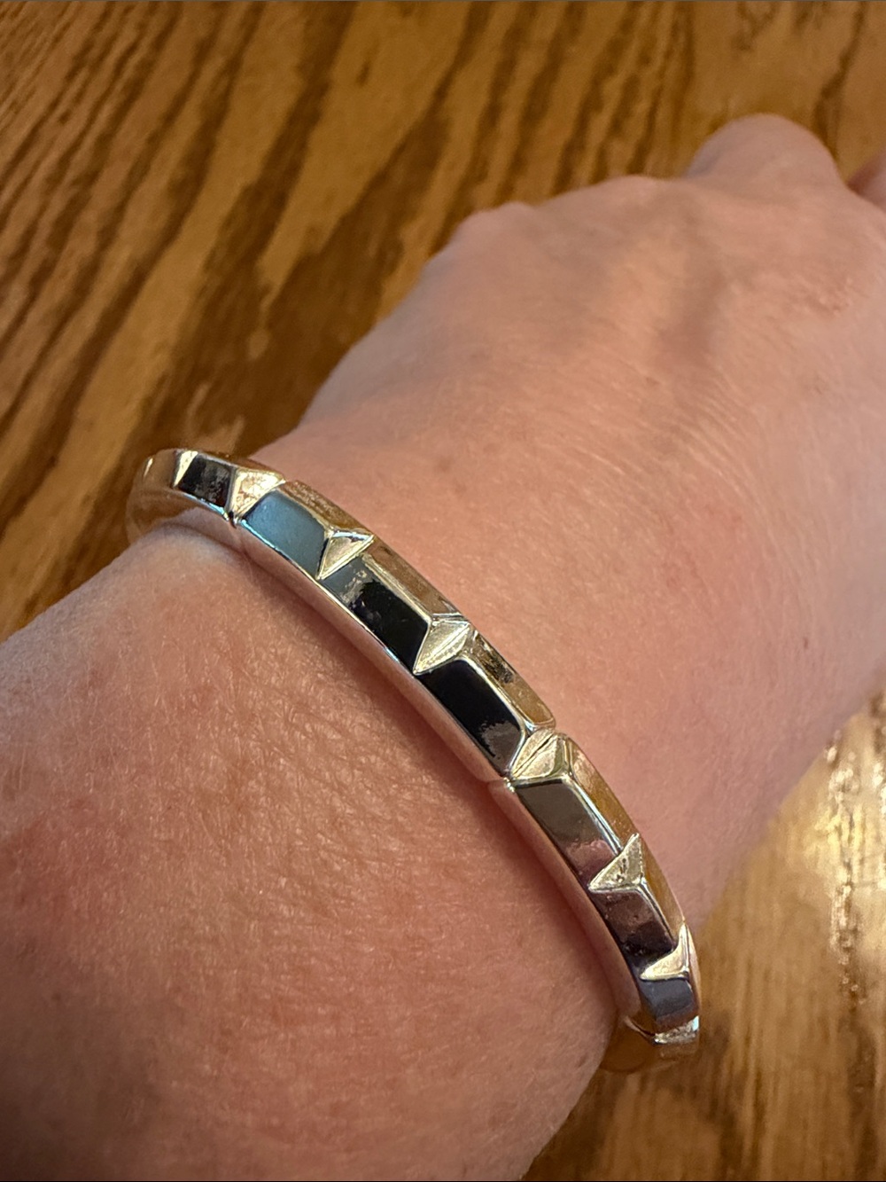 Sterling Silver Bracelet with Black Inlay Accents